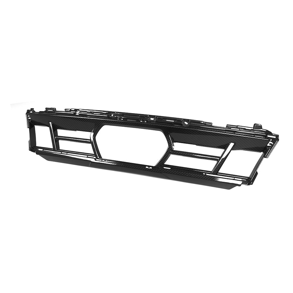 SOOQOO BMW X5 G05 carbon fibre front bumper trim - detail shot of mounting points
