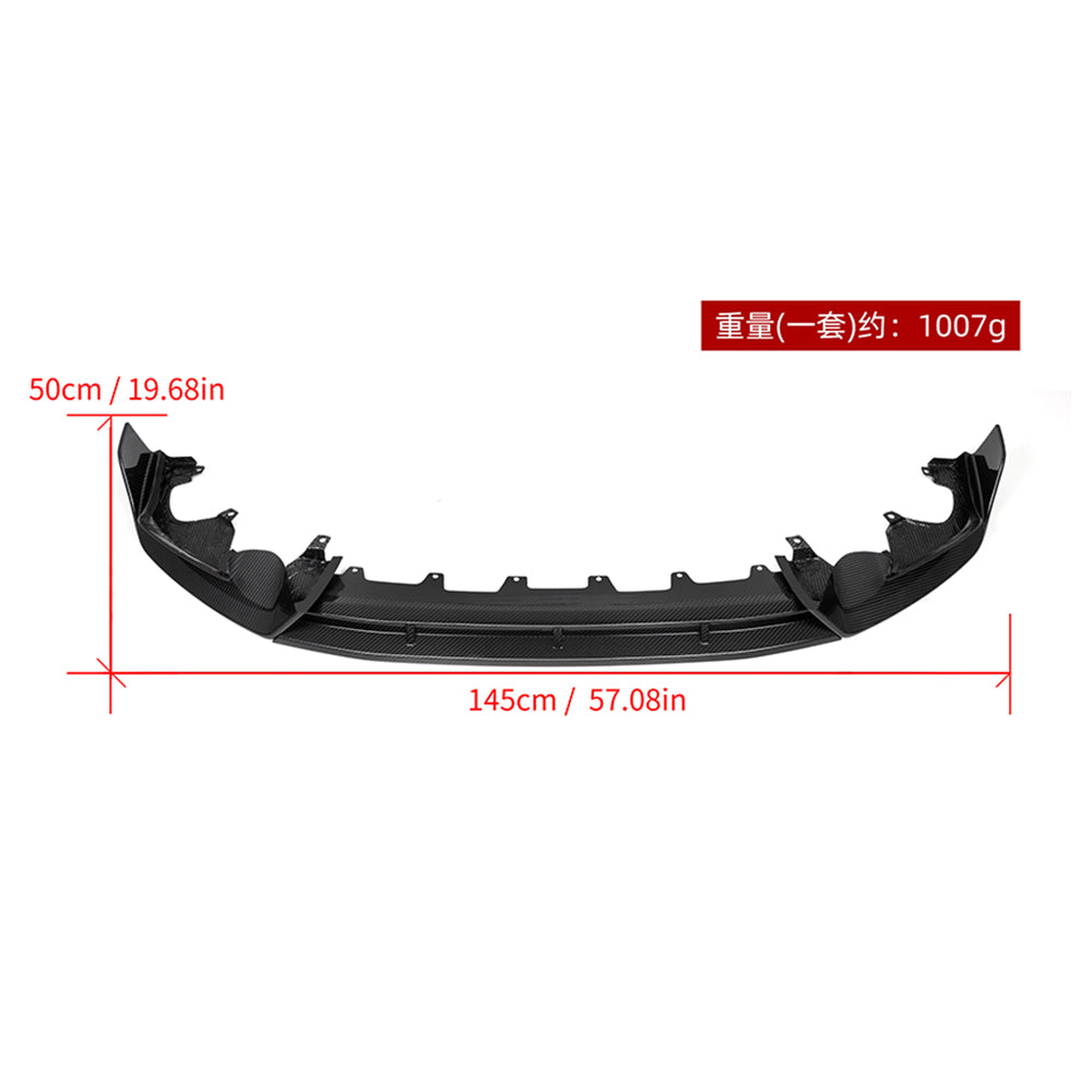 SOOQOO BMW X3 G01 carbon fibre front splitter - front three-quarter view