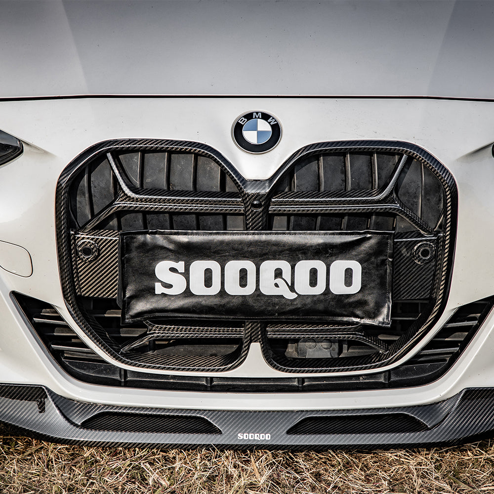 SOOQOO BMW 4 Series G22 carbon fibre front splitter - close-up of carbon fibre weave detail