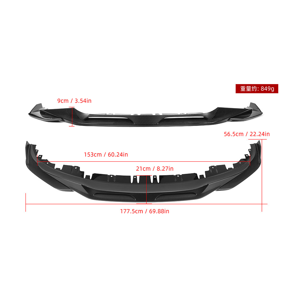 SOOQOO BMW 4 Series G26 carbon fibre front splitter - full vehicle shot with part installed