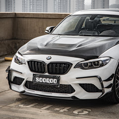 SOOQOO BMW M2 F87 carbon fibre canard - rear three-quarter view