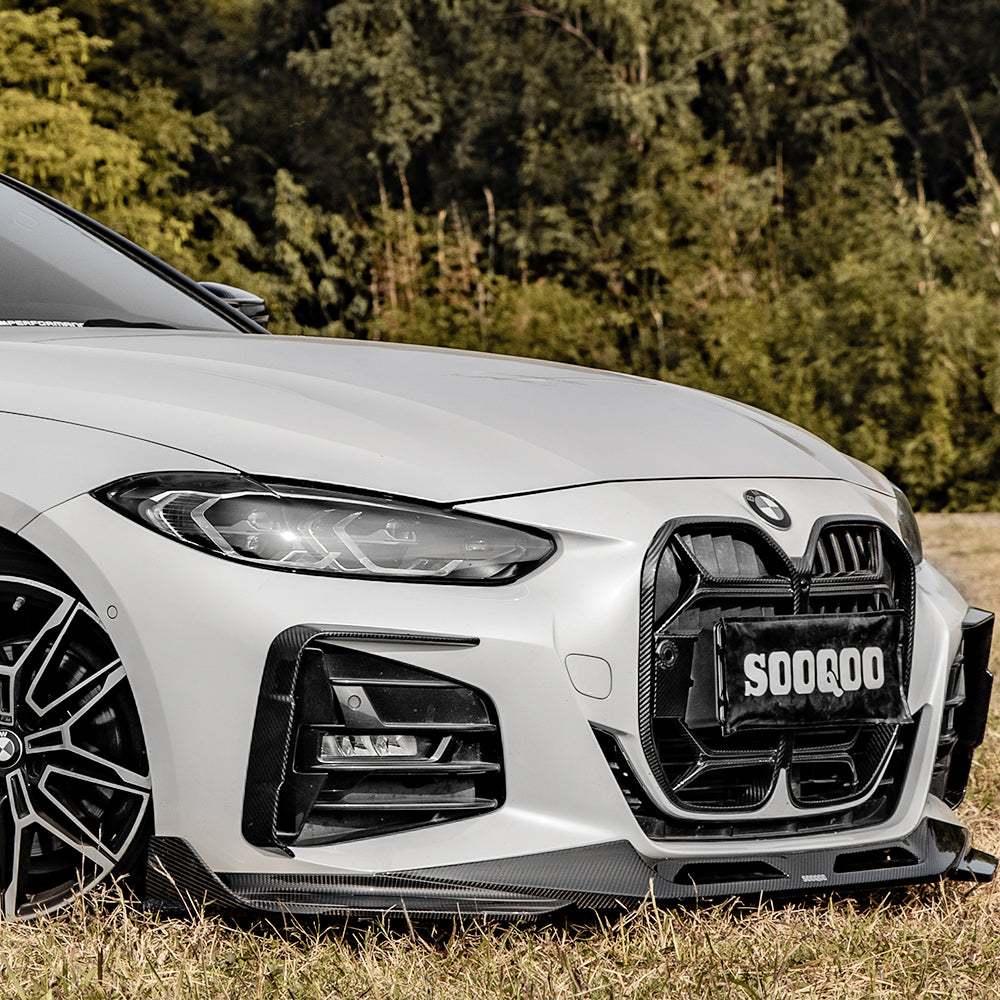 SOOQOO BMW 4 Series G22 carbon fibre carbon trim - top-down view showing panel alignment