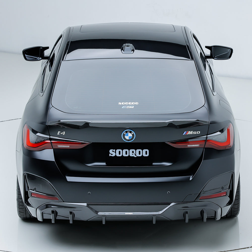 SOOQOO BMW 4 Series G26 carbon fibre rear diffuser - rear three-quarter view