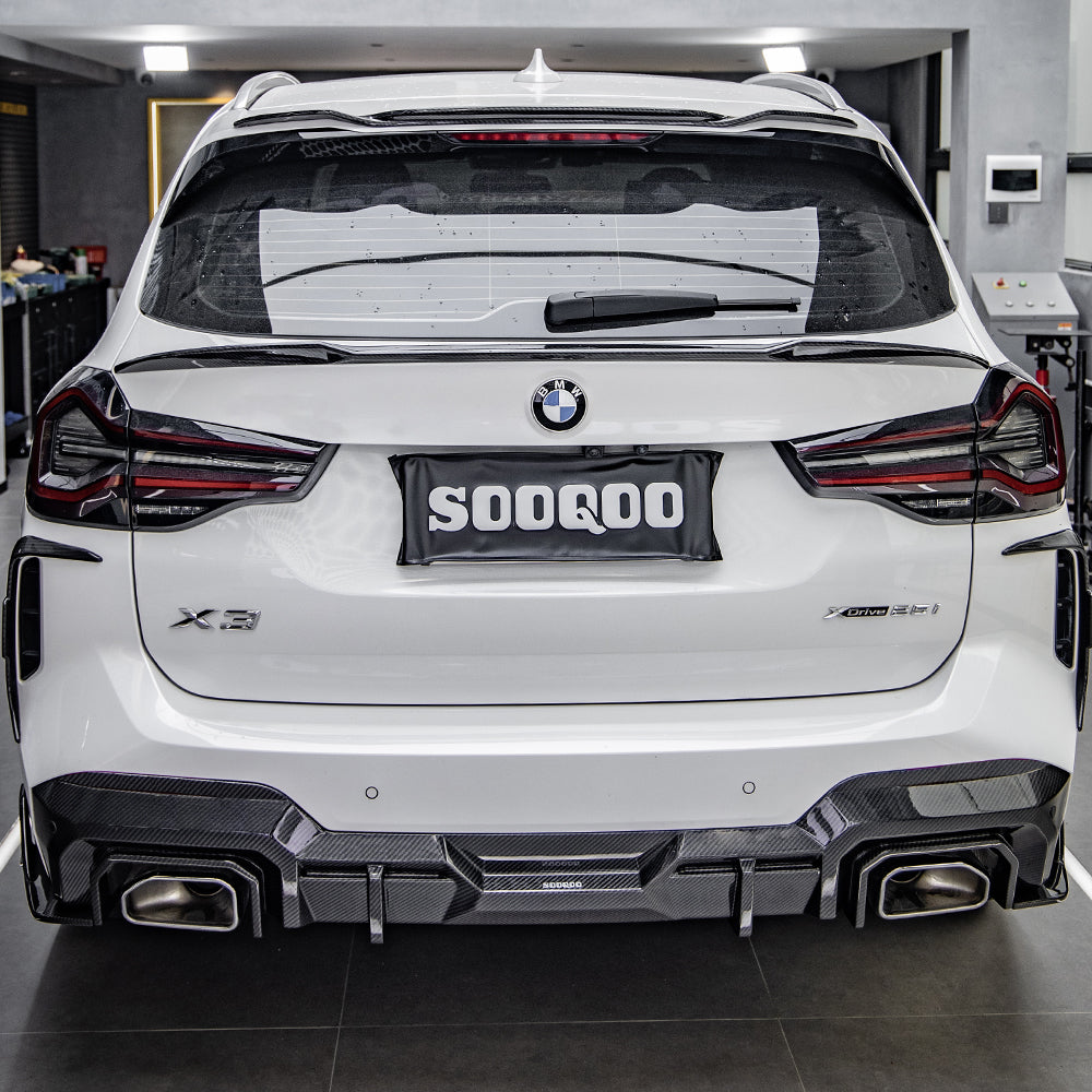 SOOQOO BMW X3 G01 carbon fibre canard - full vehicle shot with part installed