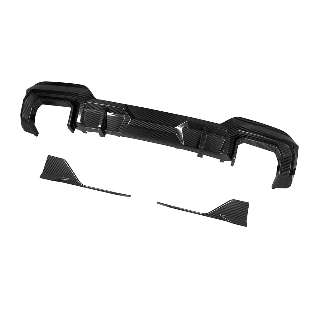SOOQOO BMW X3 G01 carbon fibre rear diffuser - side profile view