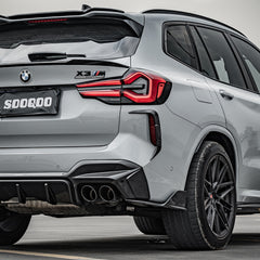 SOOQOO BMW X3M F97 carbon fibre rear diffuser - close-up of carbon fibre weave detail