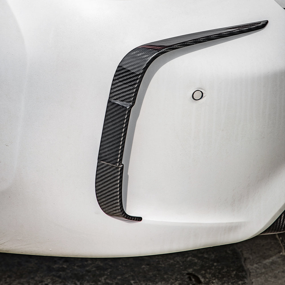 SOOQOO BMW M2 F87 carbon fibre rear vent trim - rear three-quarter view
