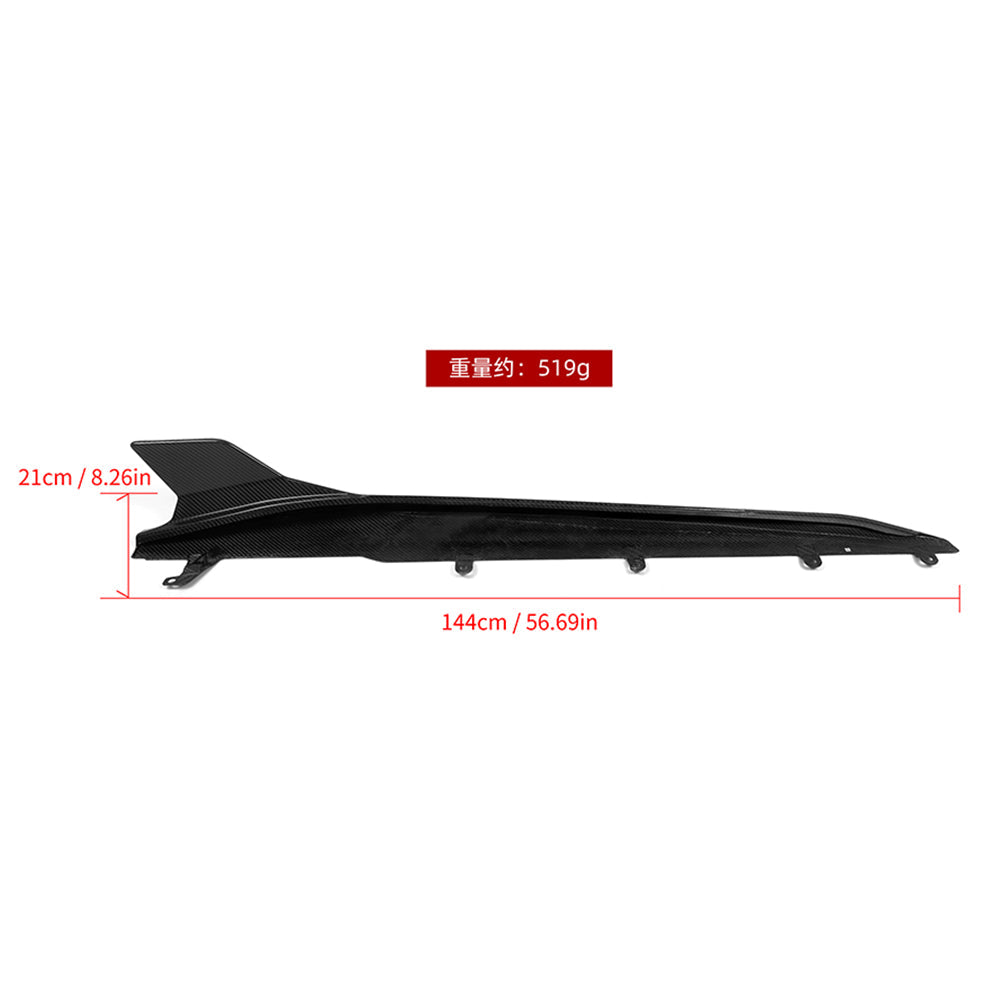 SOOQOO BMW M8 F93 carbon fibre side skirt - front three-quarter view