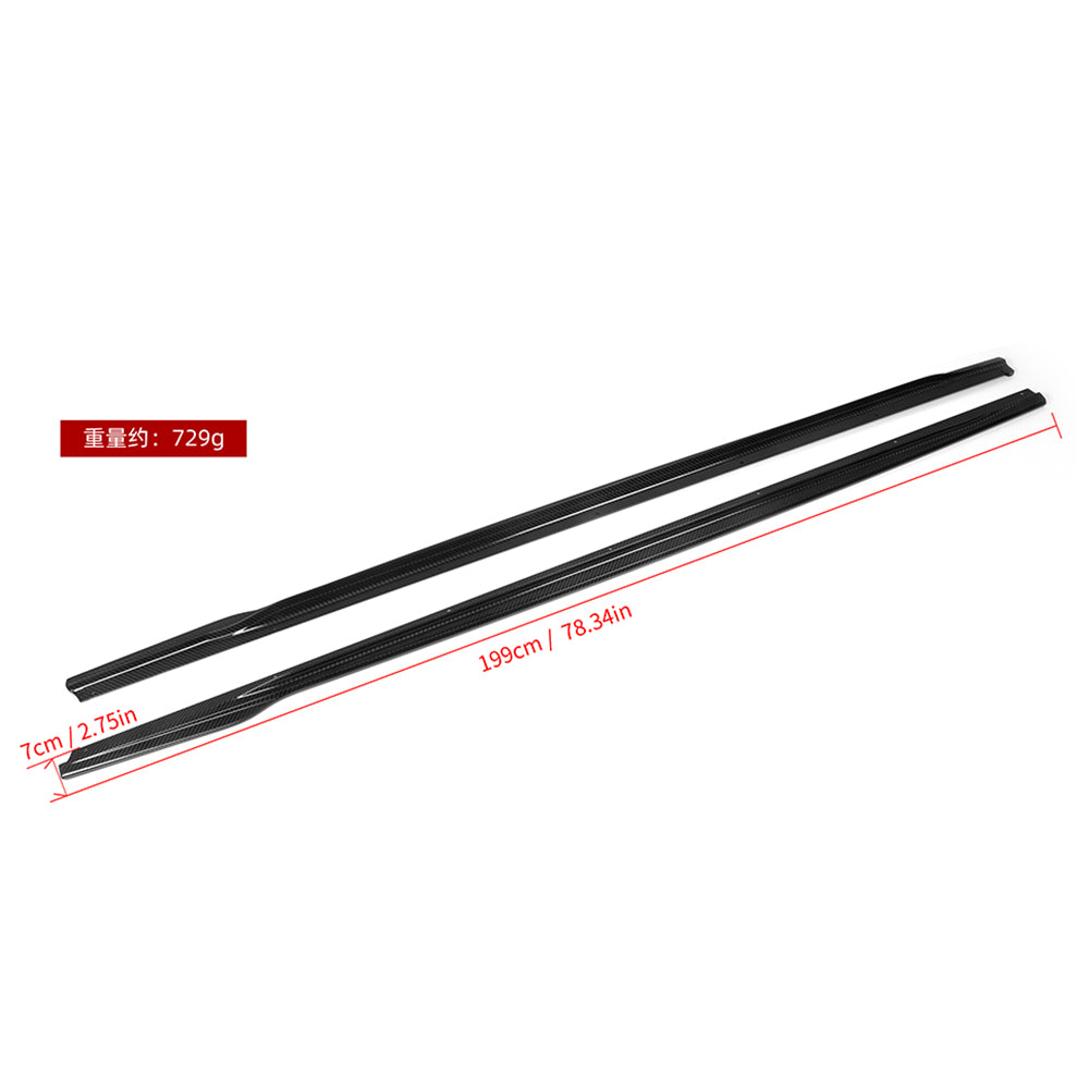 SOOQOO BMW 2 Series G42 carbon fibre side skirt - front three-quarter view