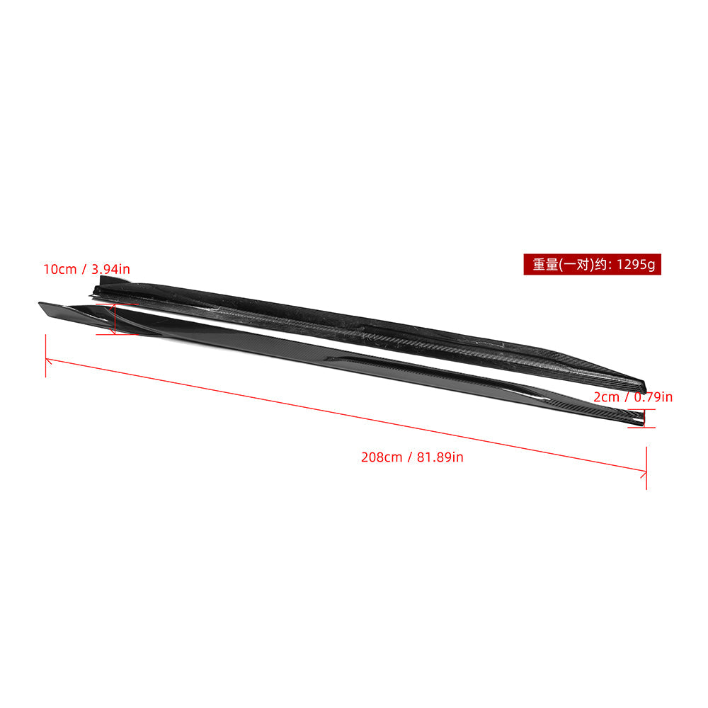 SOOQOO BMW i4 G26 carbon fibre side skirt - front three-quarter view
