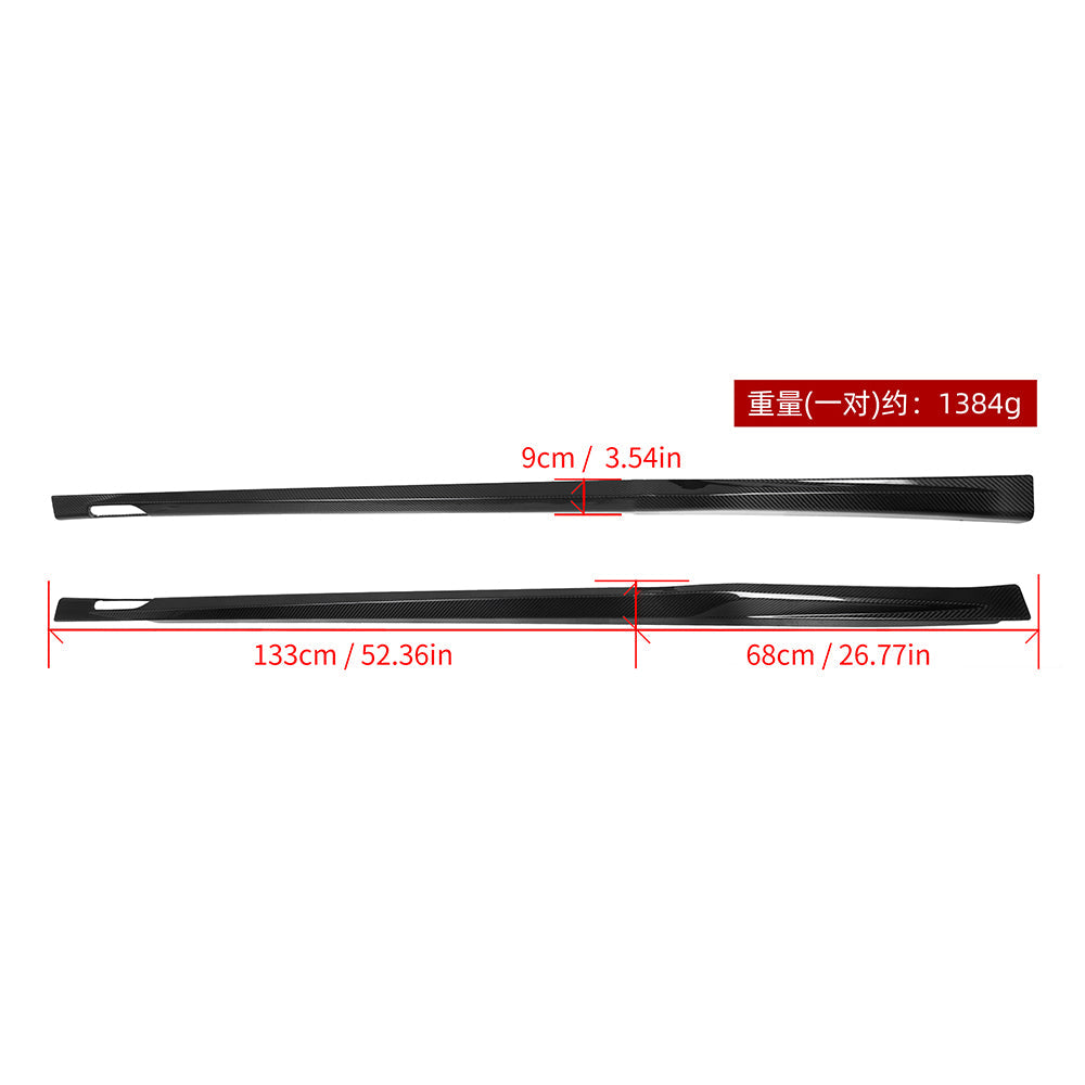 SOOQOO BMW X3M F97 carbon fibre side skirt - full vehicle shot with part installed