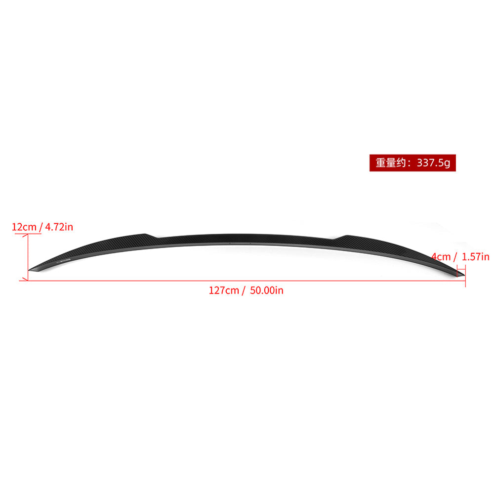 SOOQOO BMW M3 G81 carbon fibre spoiler - rear three-quarter view