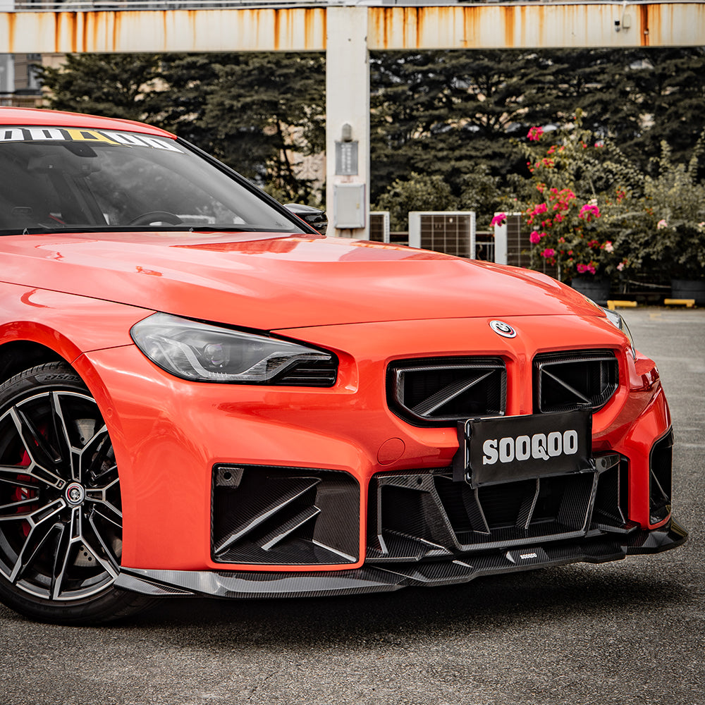 SOOQOO BMW M2 G87 carbon fibre front duct - rear three-quarter view