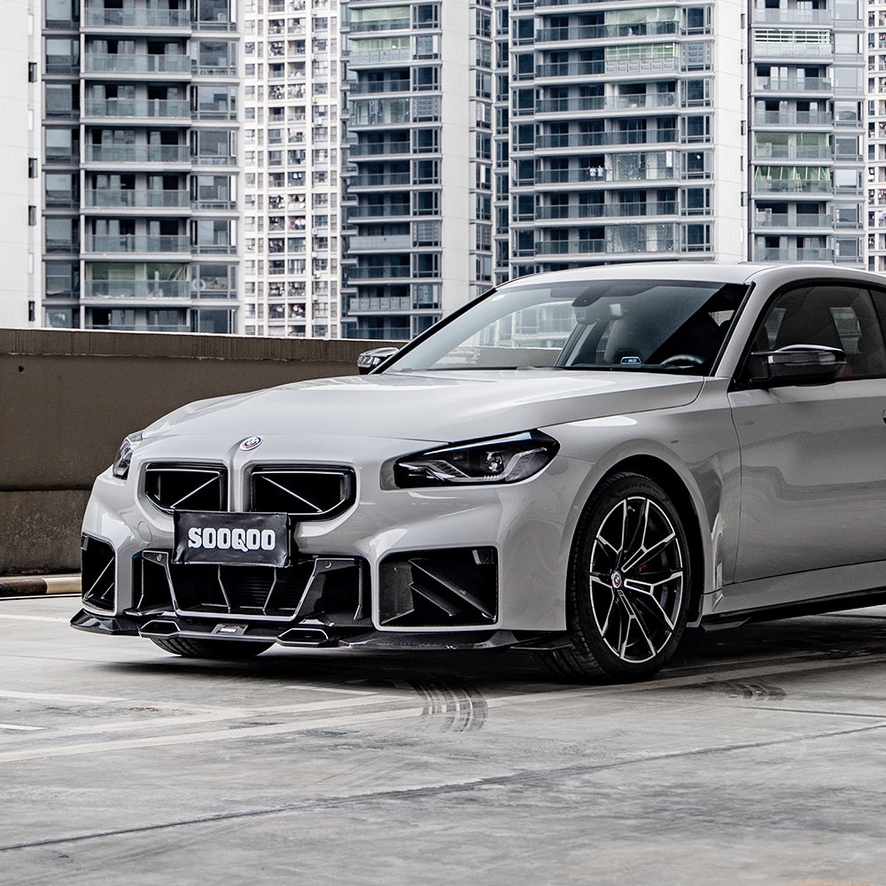 SOOQOO BMW M2 G87 carbon fibre front duct - rear three-quarter view