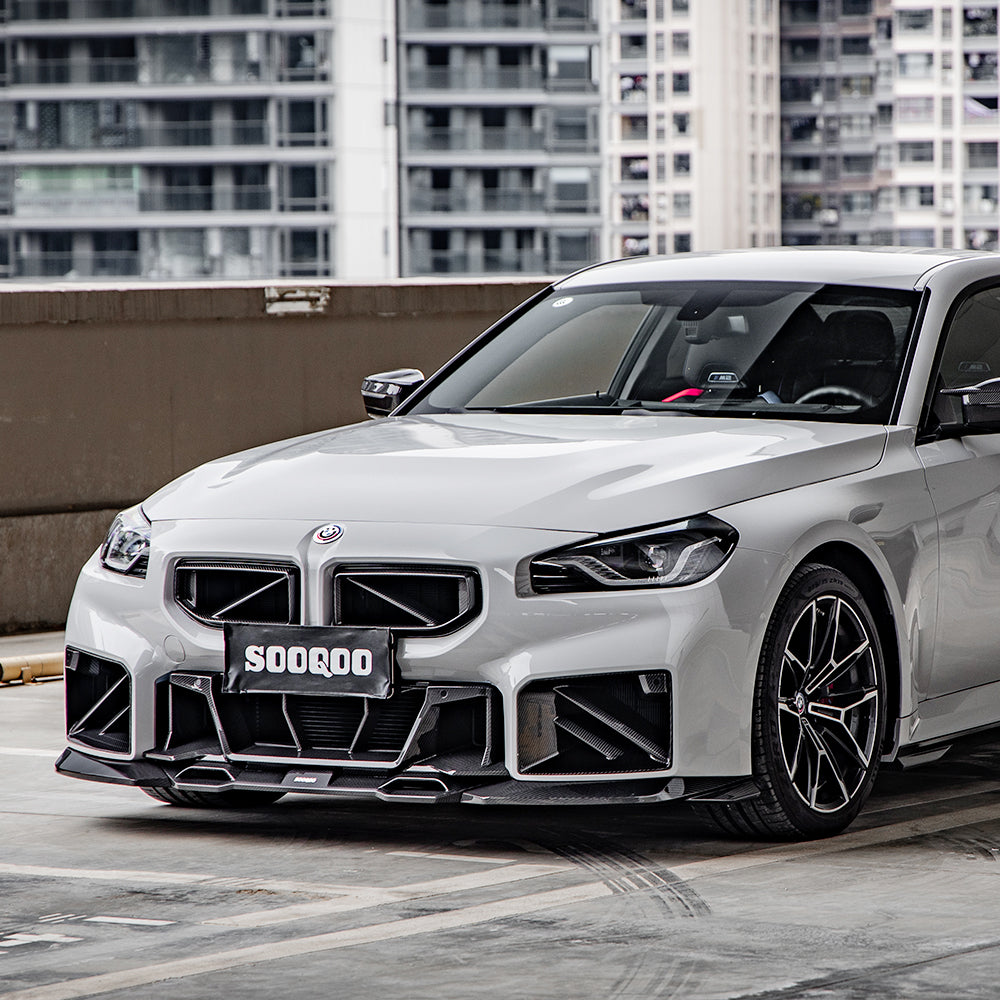 SOOQOO BMW M2 G87 carbon fibre front duct - full vehicle shot with part installed
