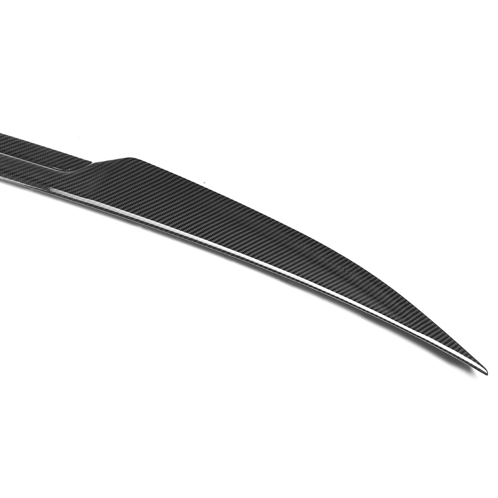 SOOQOO BMW M5 G90 carbon fibre spoiler - rear three-quarter view