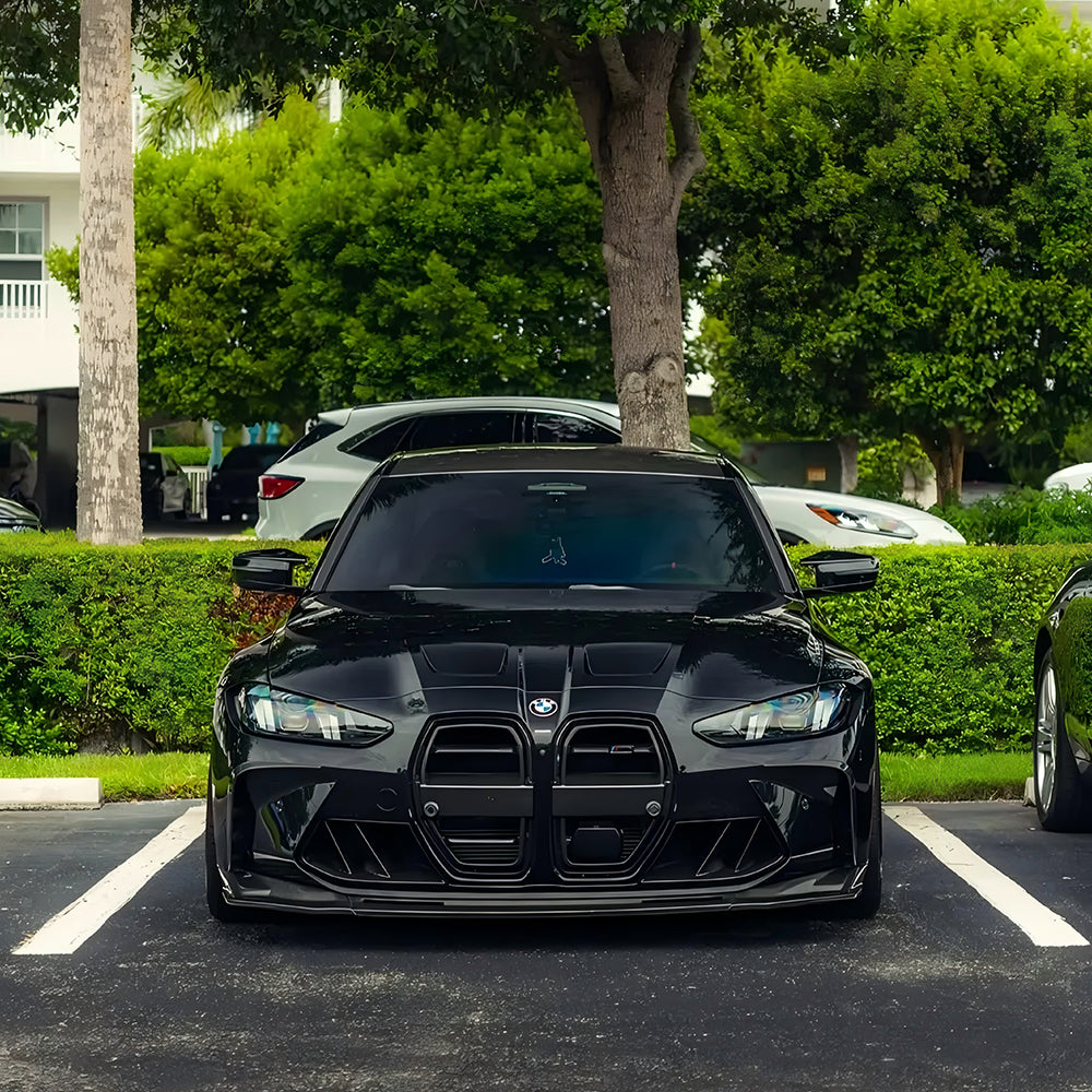 SOOQOO BMW M3 G80 carbon fibre grille - full vehicle shot with part installed