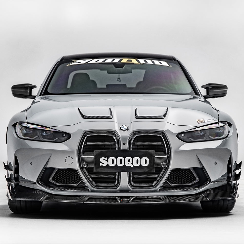 SOOQOO BMW M3 G80 carbon fibre grille - close-up of carbon fibre weave detail