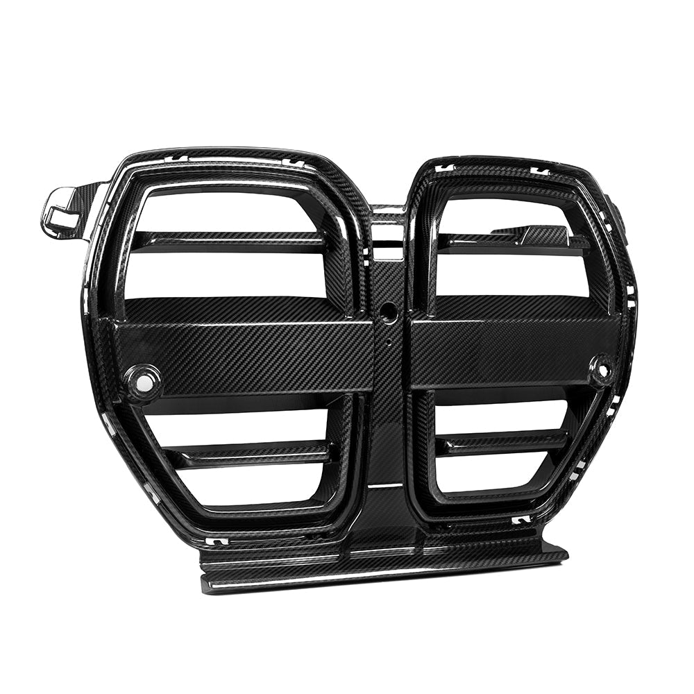 SOOQOO BMW M3 G80 carbon fibre grille - detail shot of mounting points