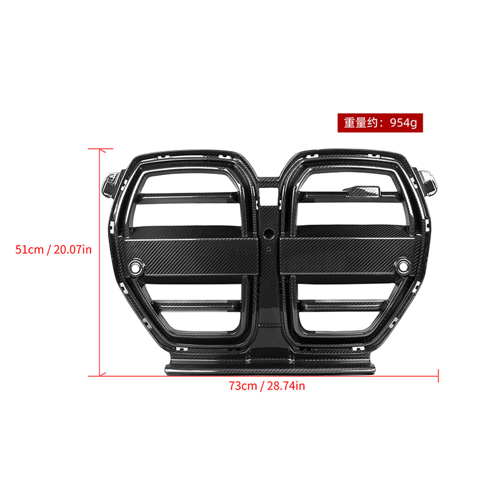 SOOQOO BMW M3 G80 carbon fibre grille - side profile view