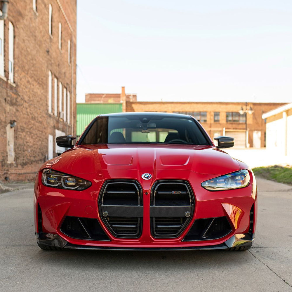 SOOQOO BMW M3 G80 carbon fibre grille - rear three-quarter view