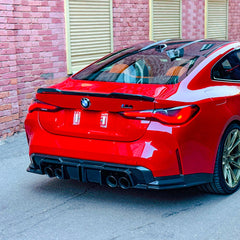 SOOQOO BMW M4 G82 carbon fibre rear diffuser - close-up of carbon fibre weave detail