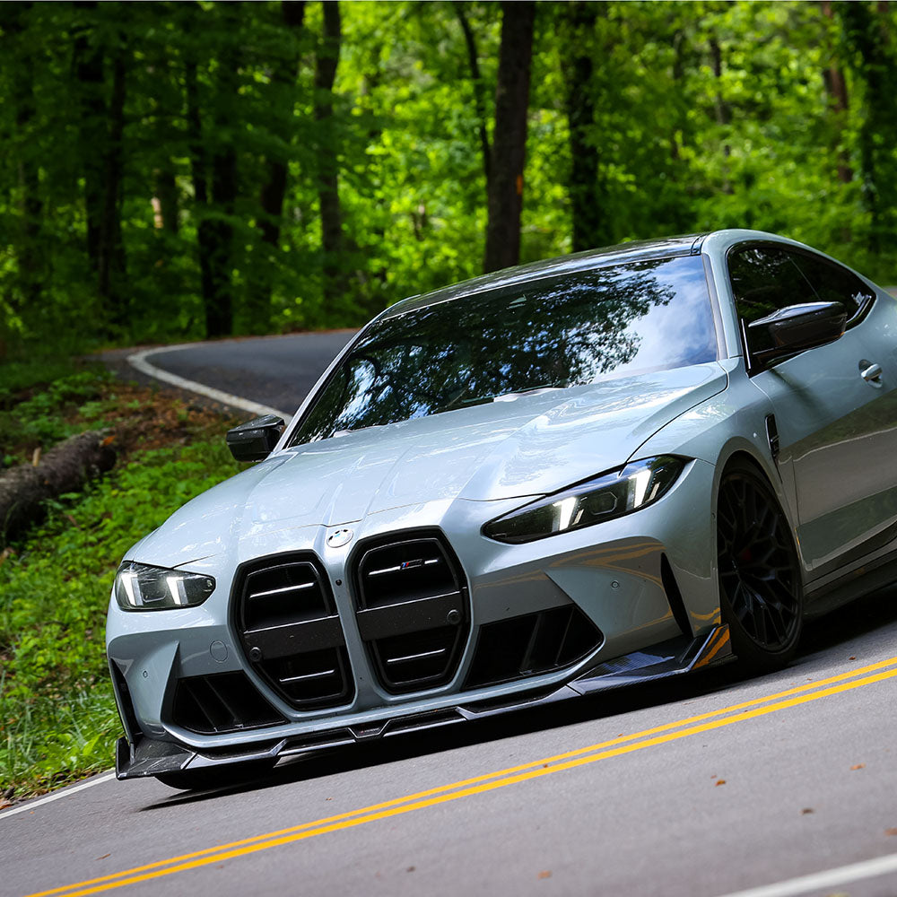 SOOQOO BMW M3  carbon fibre front splitter - side profile view