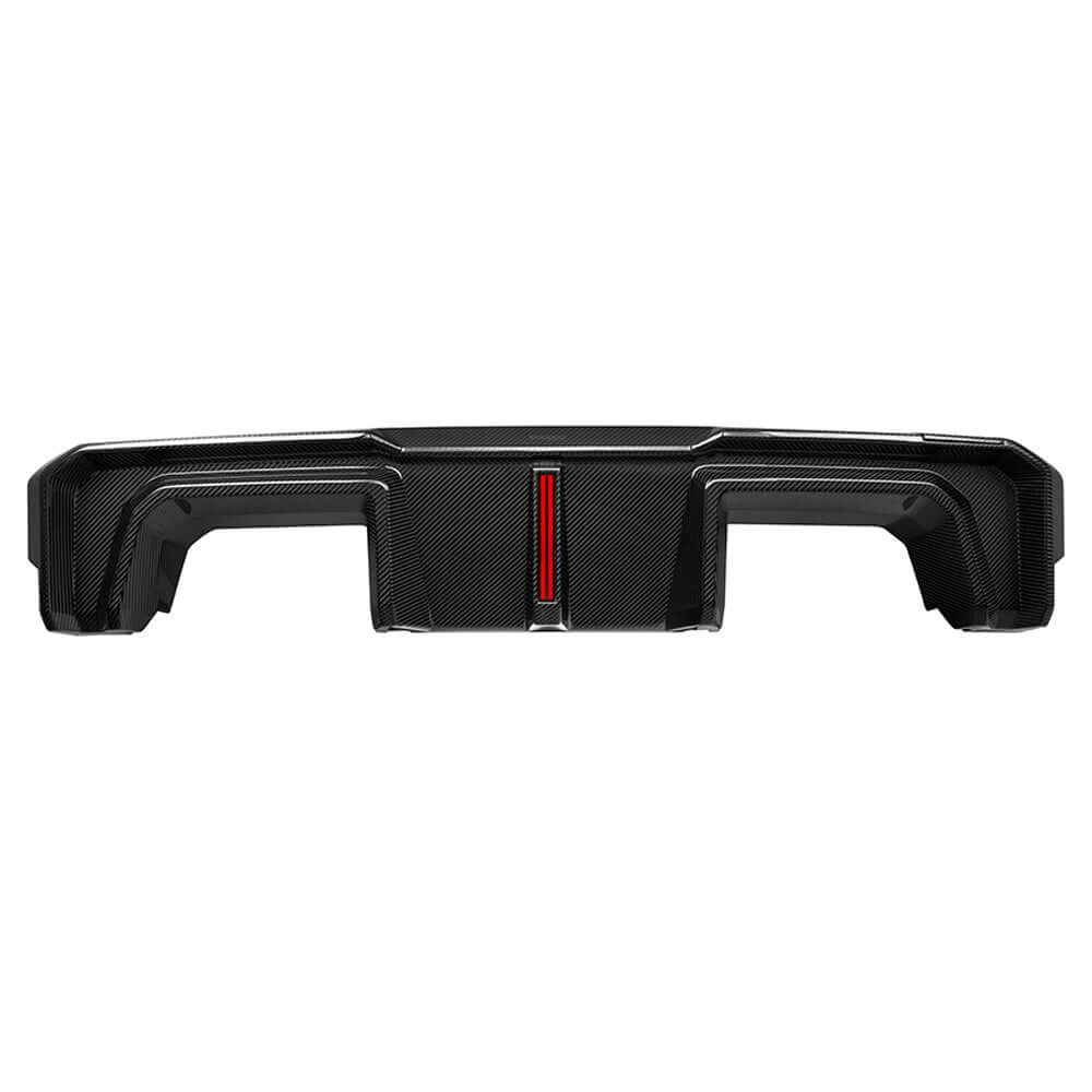SOOQOO BMW M3 G80 carbon fibre rear diffuser - installation fitment view