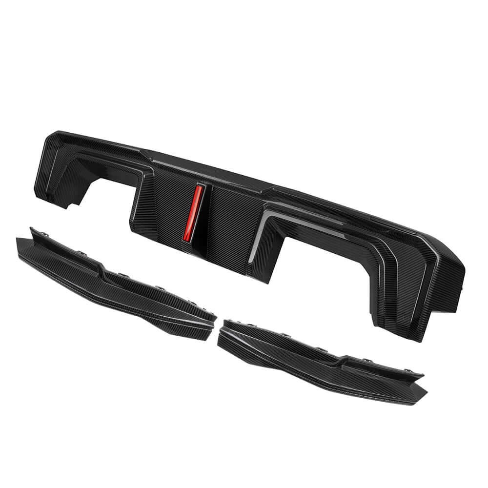 SOOQOO BMW M3 G80 carbon fibre rear diffuser - side profile view