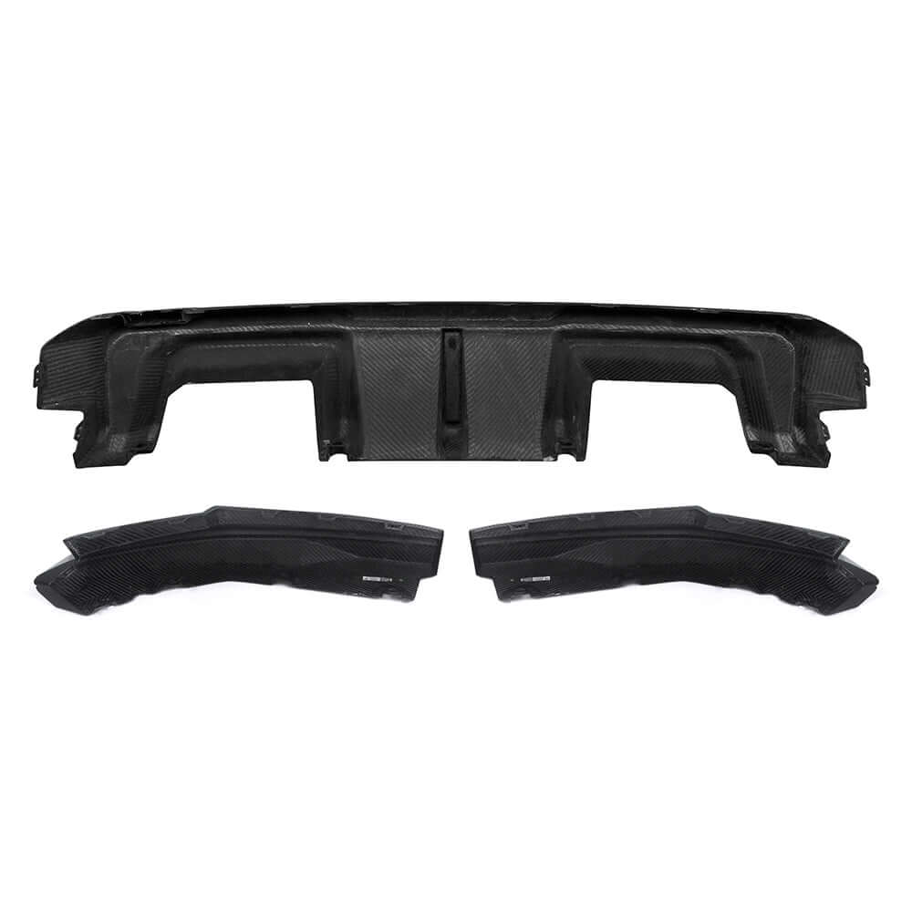 SOOQOO BMW M4 G82 carbon fibre rear diffuser - side profile view
