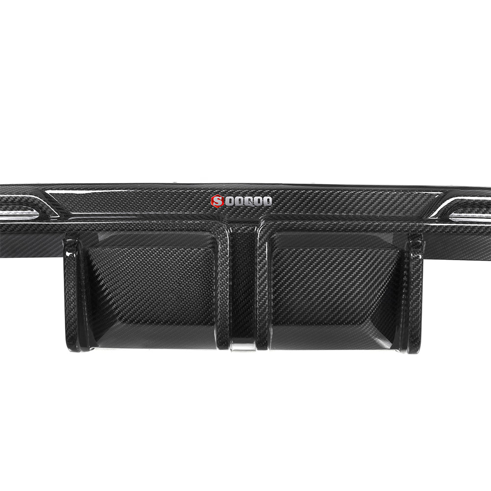 SOOQOO BMW M3 G80 carbon fibre rear diffuser - detail shot of mounting points