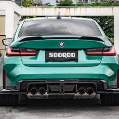 SOOQOO BMW M3 G80 carbon fibre rear diffuser - close-up of carbon fibre weave detail