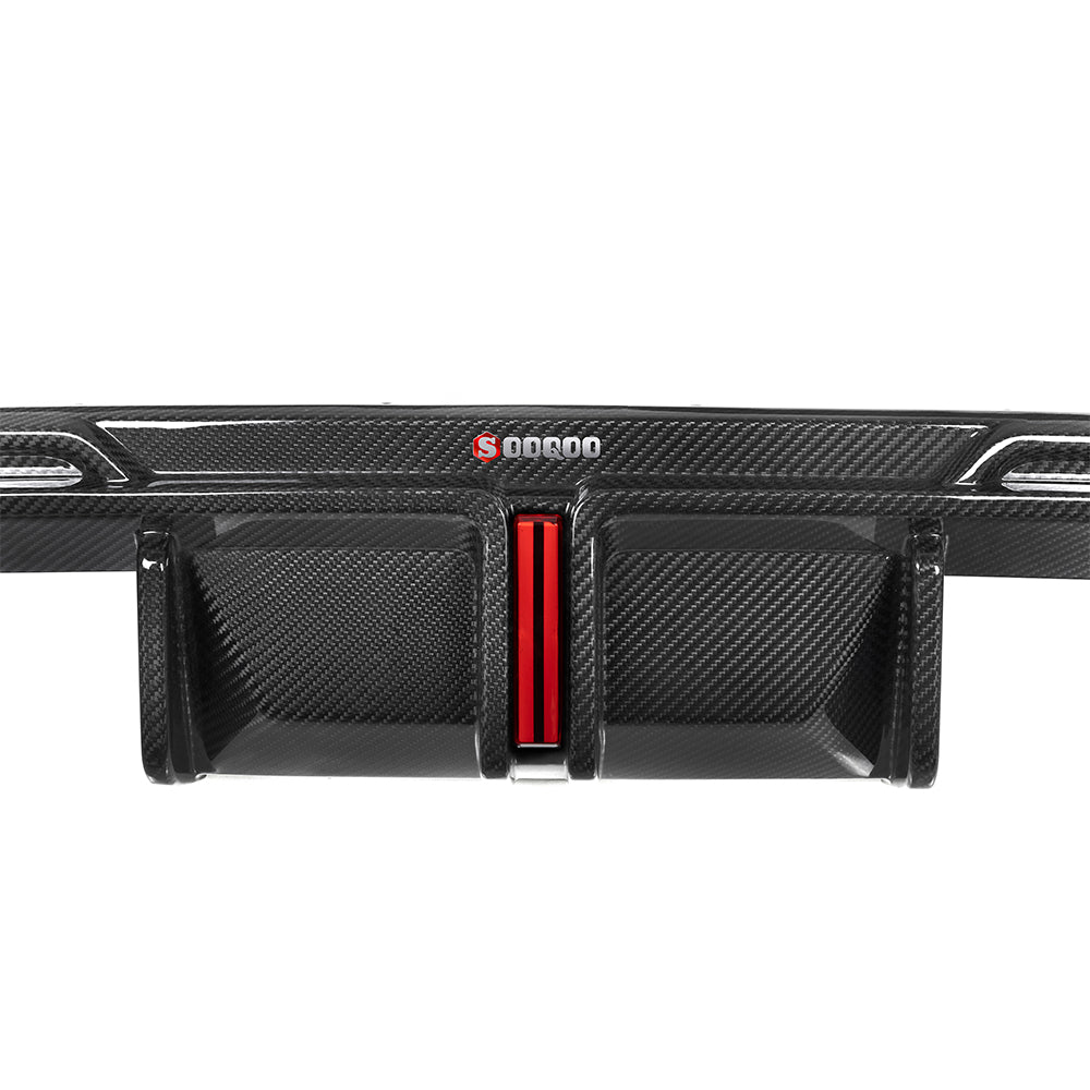 SOOQOO BMW M3 G80 carbon fibre rear diffuser - installation fitment view