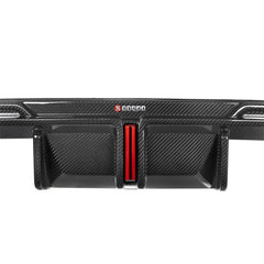 SOOQOO BMW M4 G82 carbon fibre rear diffuser - side profile view