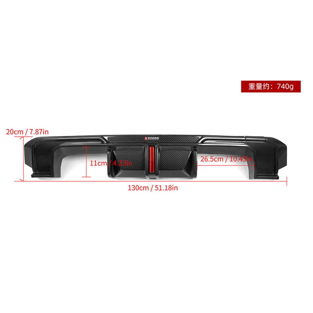 SOOQOO BMW M4 G82 carbon fibre rear diffuser - close-up of carbon fibre weave detail