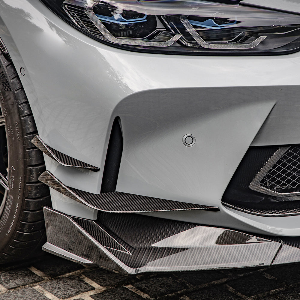 SOOQOO BMW M3  carbon fibre front splitter - full vehicle shot with part installed