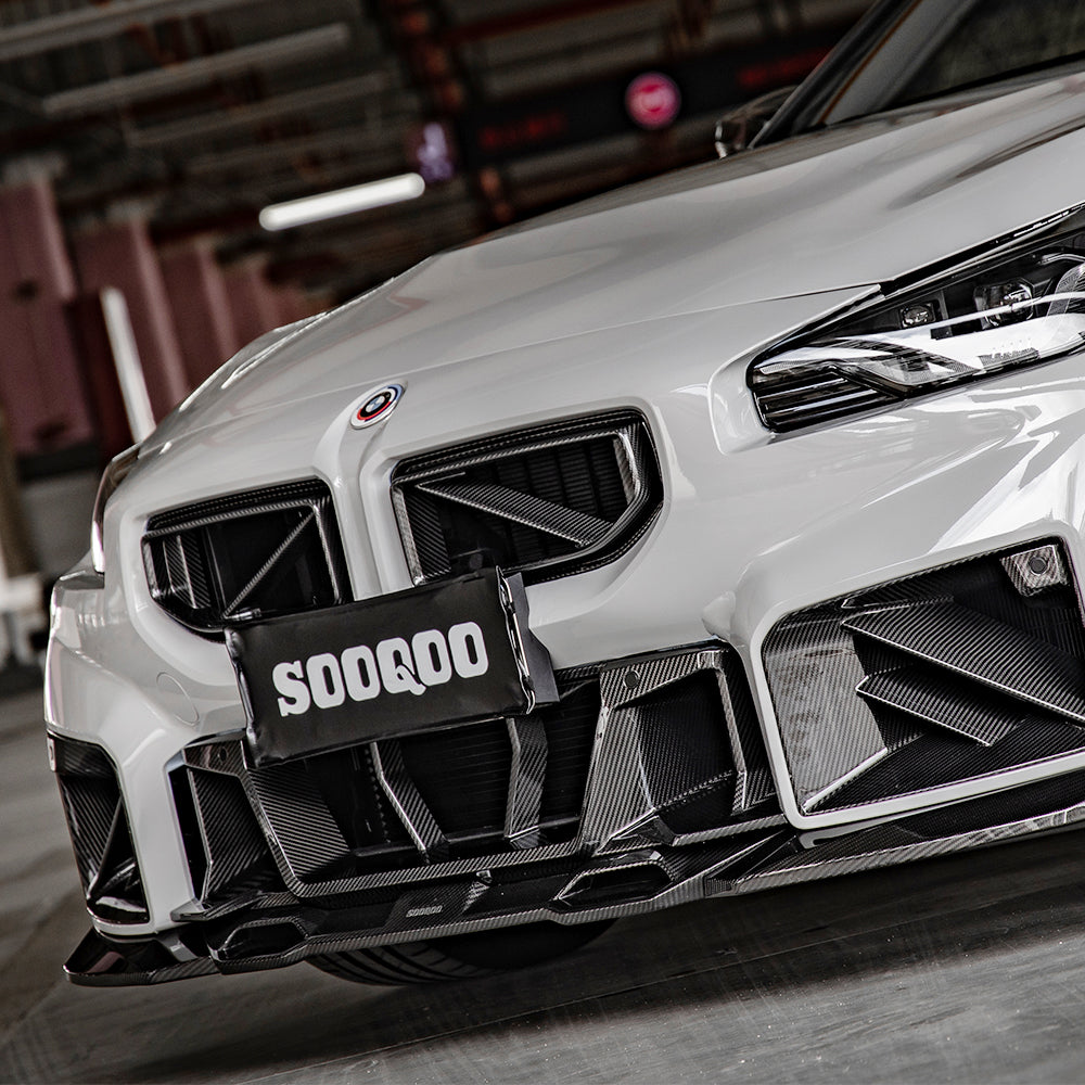 SOOQOO BMW M2 G87 carbon fibre grille - full vehicle shot with part installed
