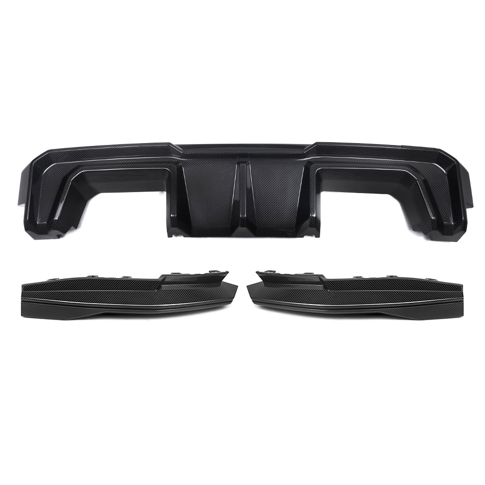 SOOQOO BMW M4 G82 carbon fibre rear diffuser - front three-quarter view