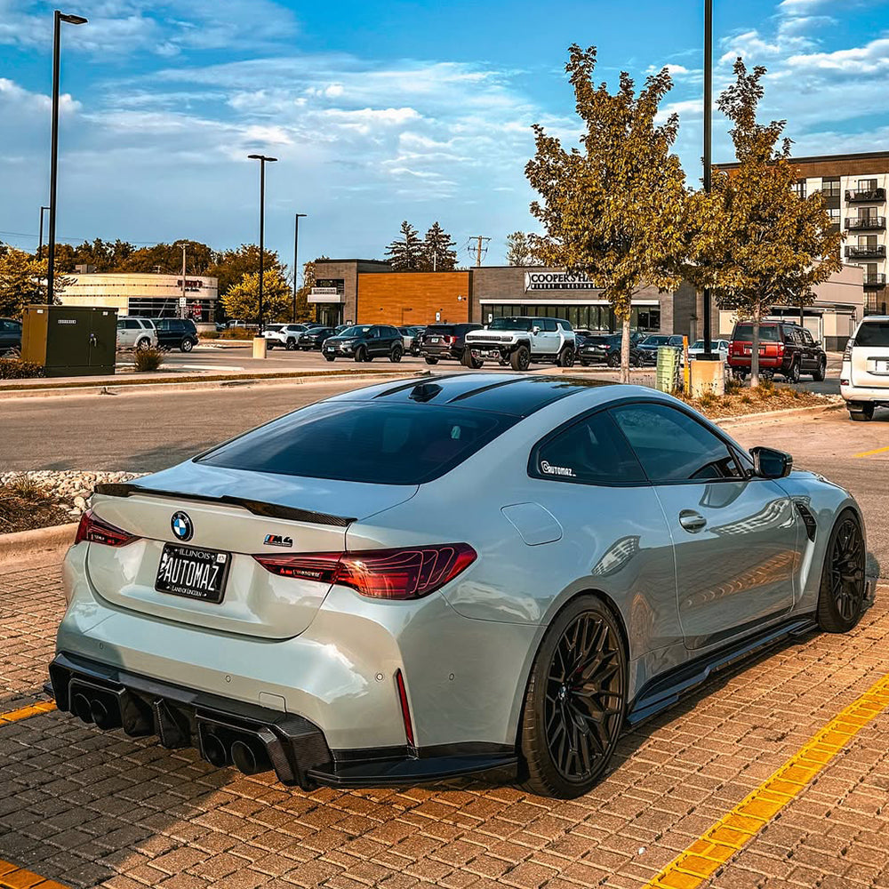 SOOQOO BMW M4 G82 carbon fibre rear diffuser - full vehicle shot with part installed