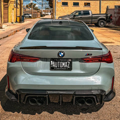 SOOQOO BMW M4 G82 carbon fibre rear diffuser - rear three-quarter view