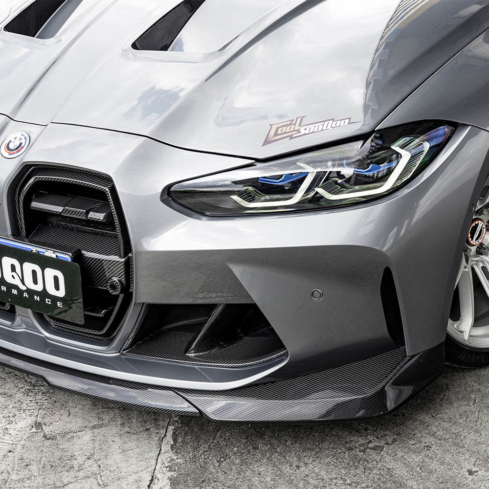 SOOQOO BMW M3  carbon fibre front splitter - close-up of carbon fibre weave detail