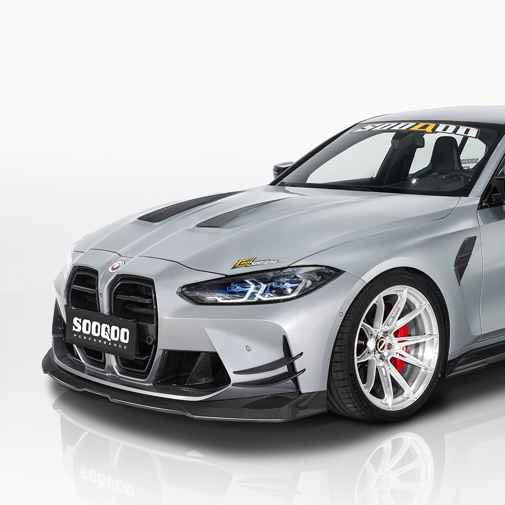 SOOQOO BMW M3  carbon fibre front splitter - close-up of carbon fibre weave detail