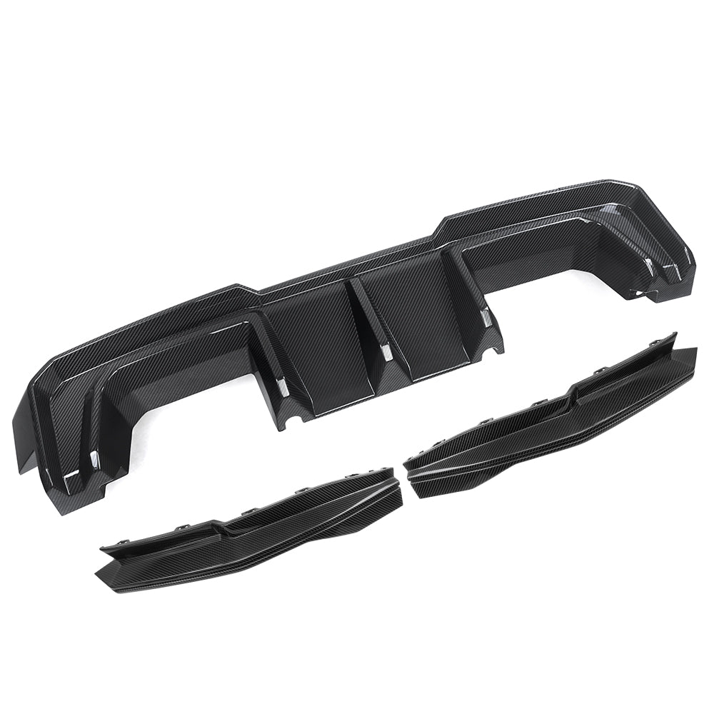 SOOQOO BMW M3 G80 carbon fibre rear diffuser - side profile view