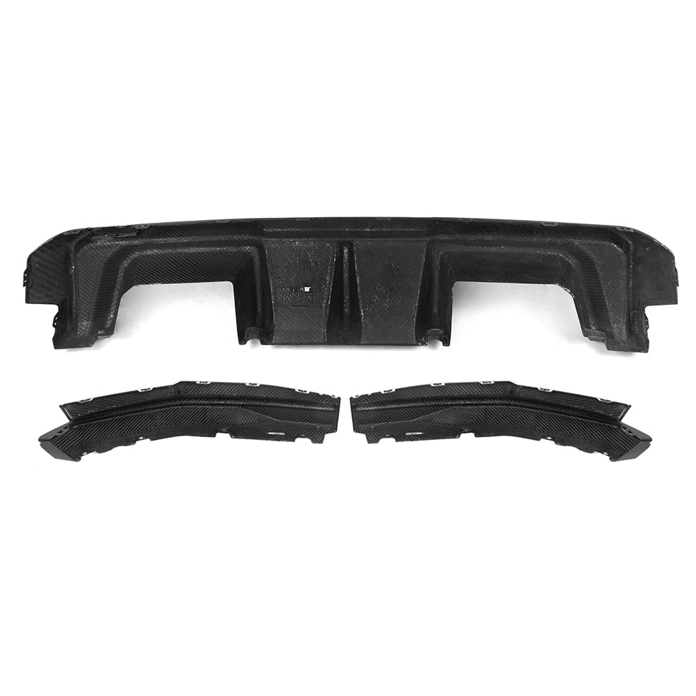 SOOQOO BMW M3 G80 carbon fibre rear diffuser - installation fitment view