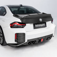 SOOQOO BMW M2 G87 carbon fibre rear diffuser - close-up of carbon fibre weave detail