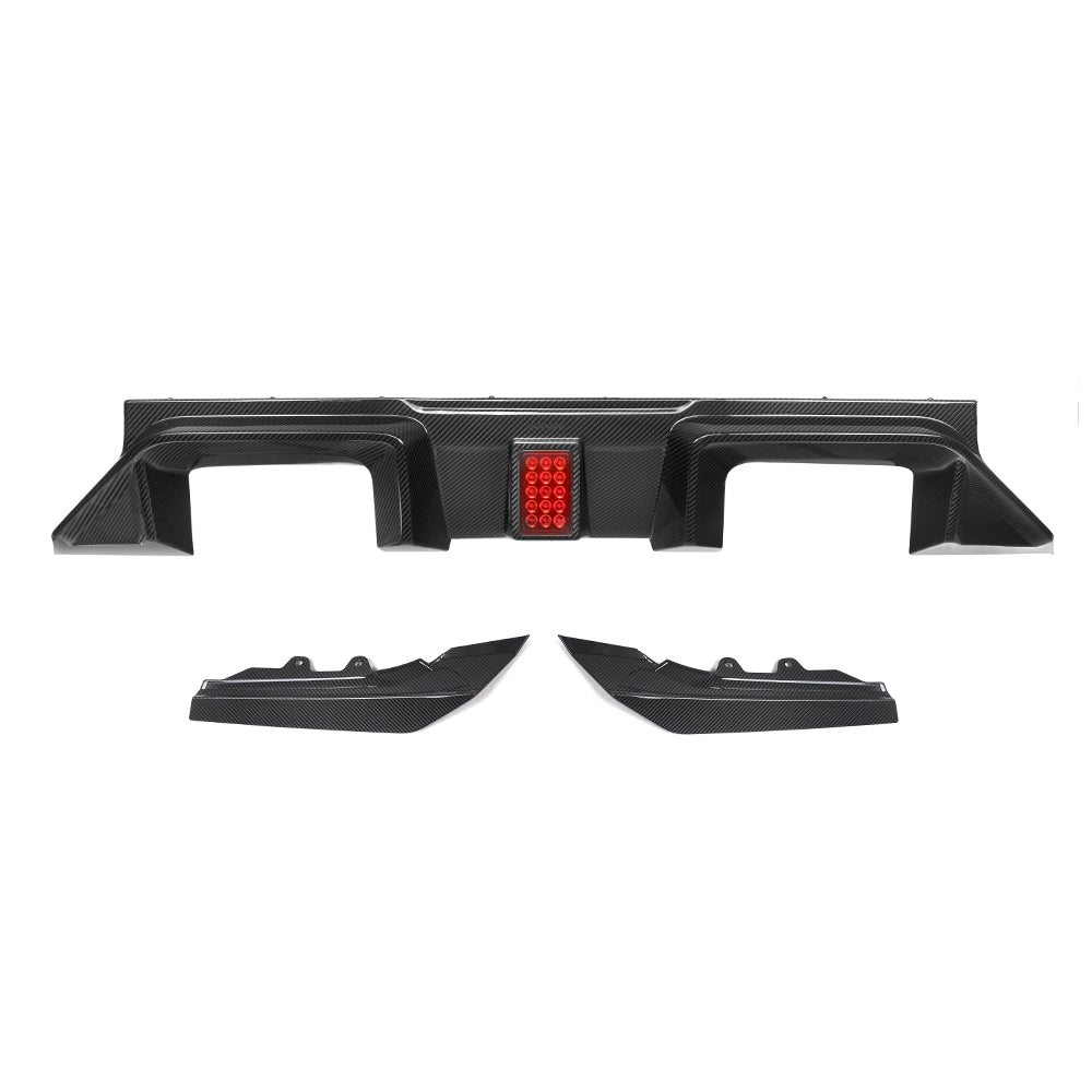 SOOQOO BMW M2 G87 carbon fibre rear diffuser - front three-quarter view