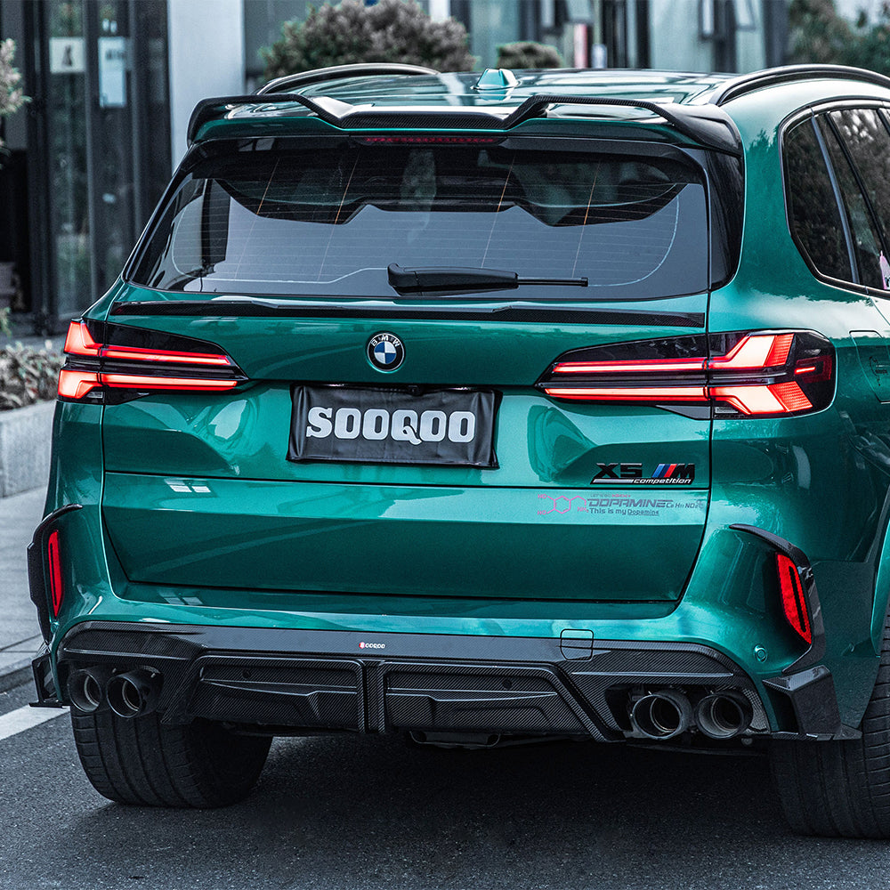 SOOQOO BMW X5M F95 carbon fibre rear diffuser - close-up of carbon fibre weave detail