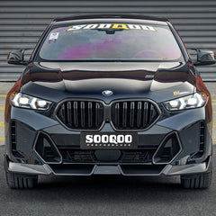 SOOQOO BMW X6 G06 carbon fibre front splitter - rear three-quarter view