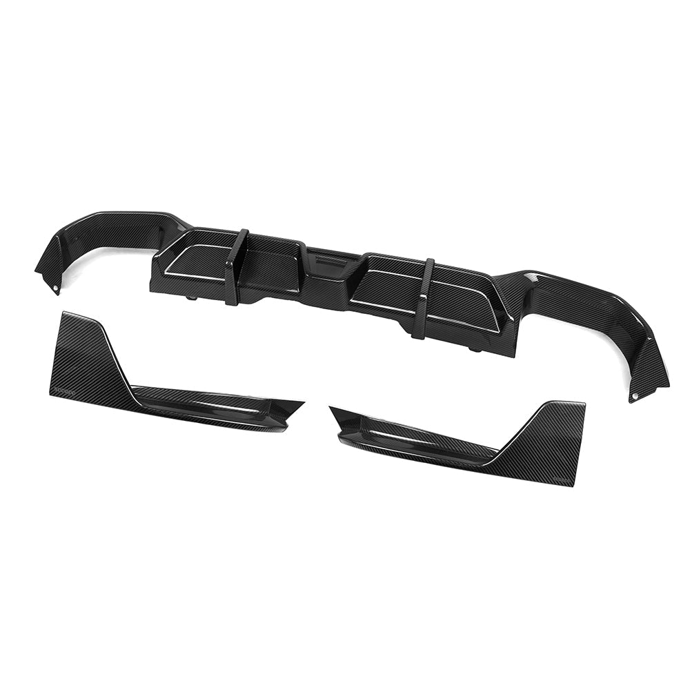 SOOQOO BMW X4 G02 carbon fibre rear diffuser - rear three-quarter view
