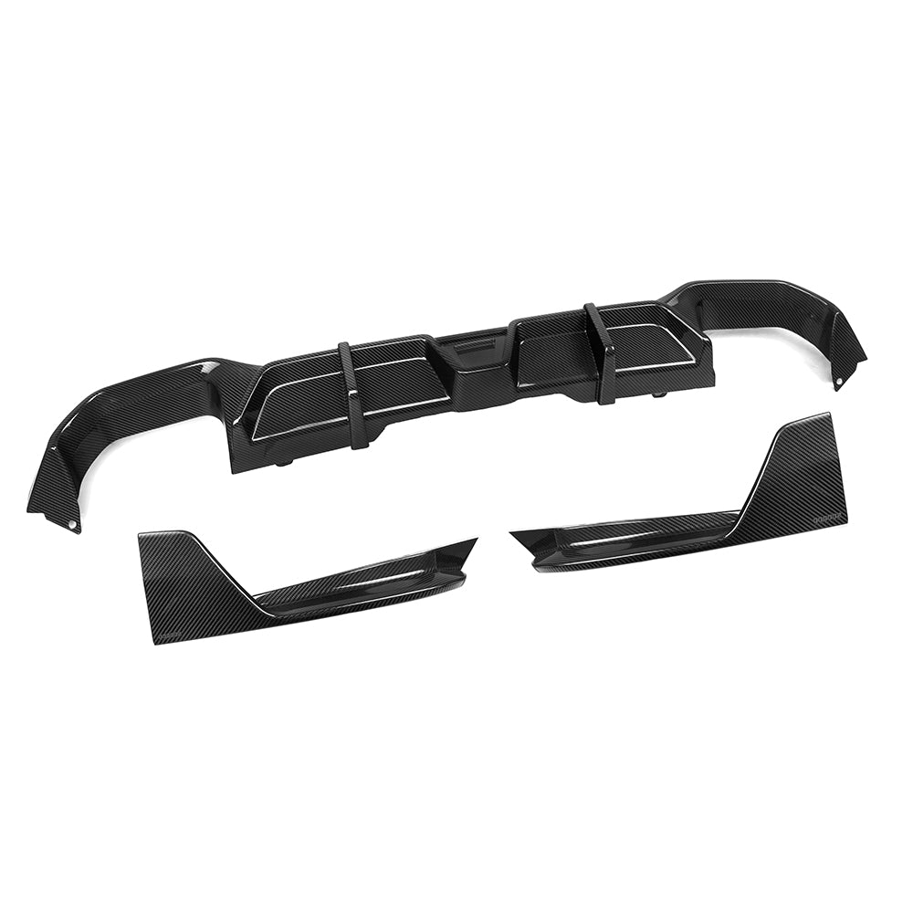SOOQOO BMW X4 G02 carbon fibre rear diffuser - side profile view